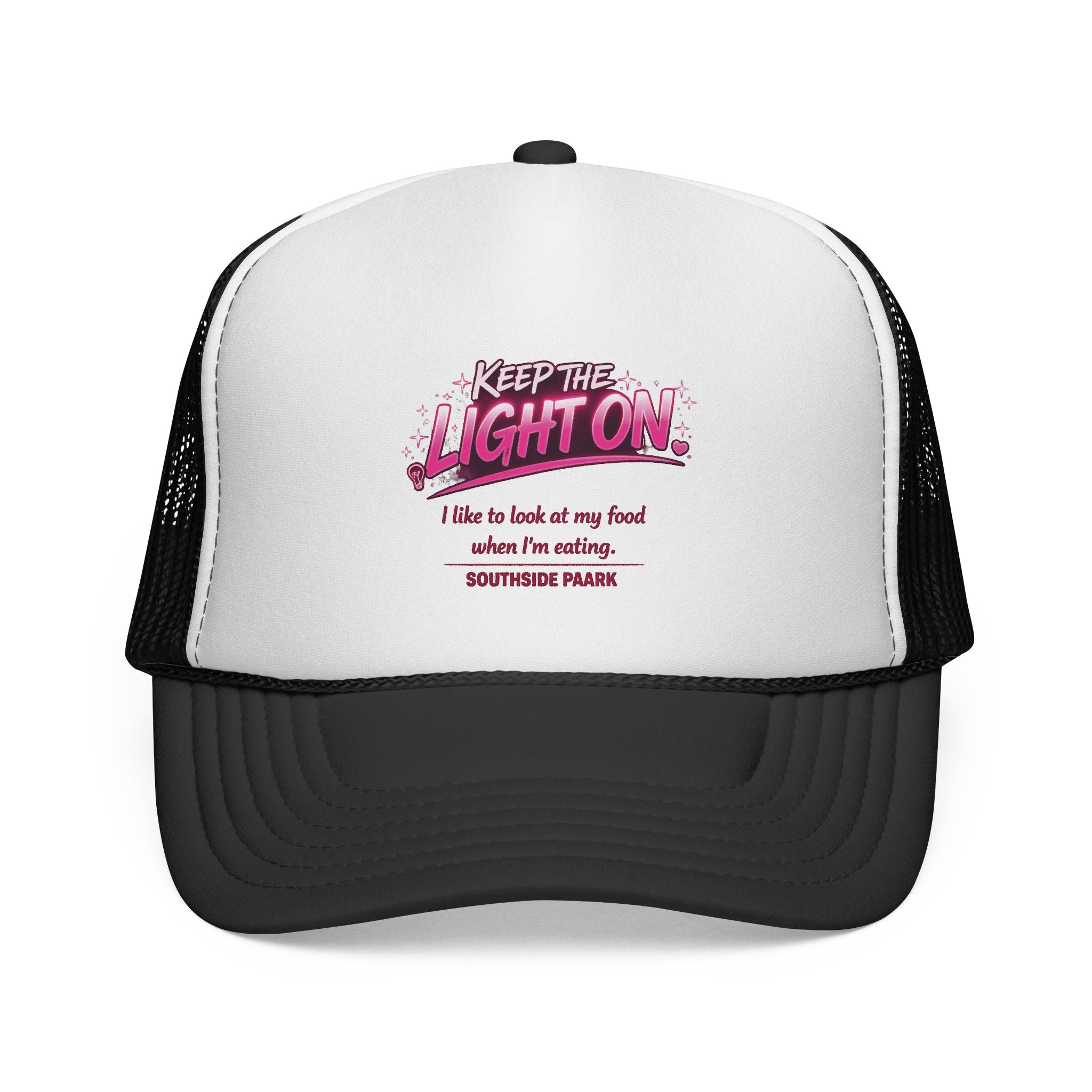 Trucker Cap — "Keep the Light On" Retro Graphic Mesh Hat