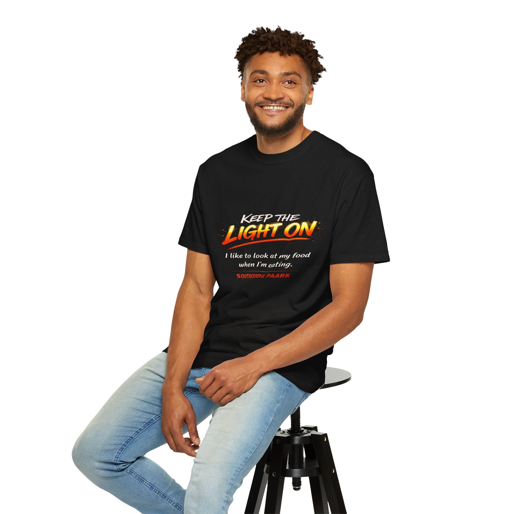 Light On T-Shirt — 'Light On' Retro Graphic Tee (Southside Park)