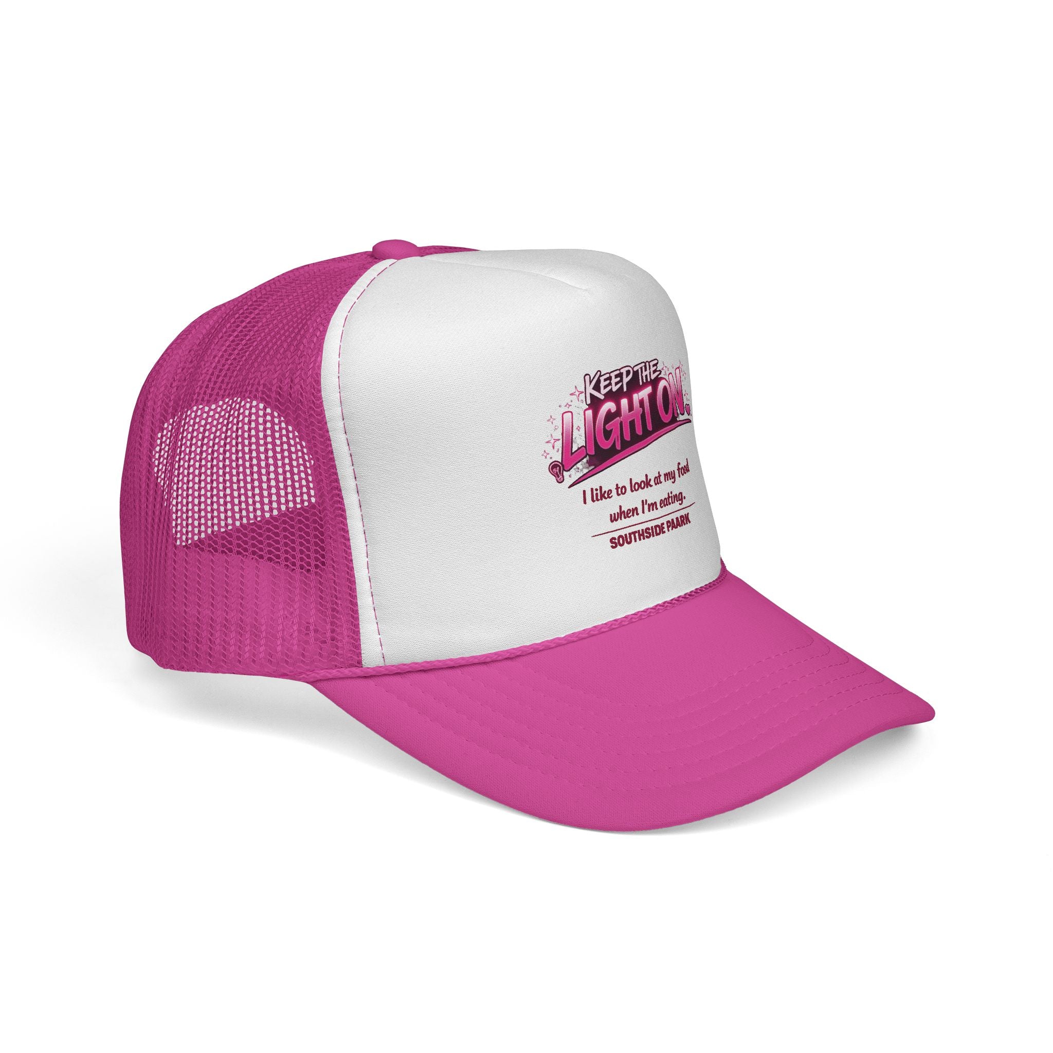Trucker Cap — "Keep the Light On" Retro Graphic Mesh Hat