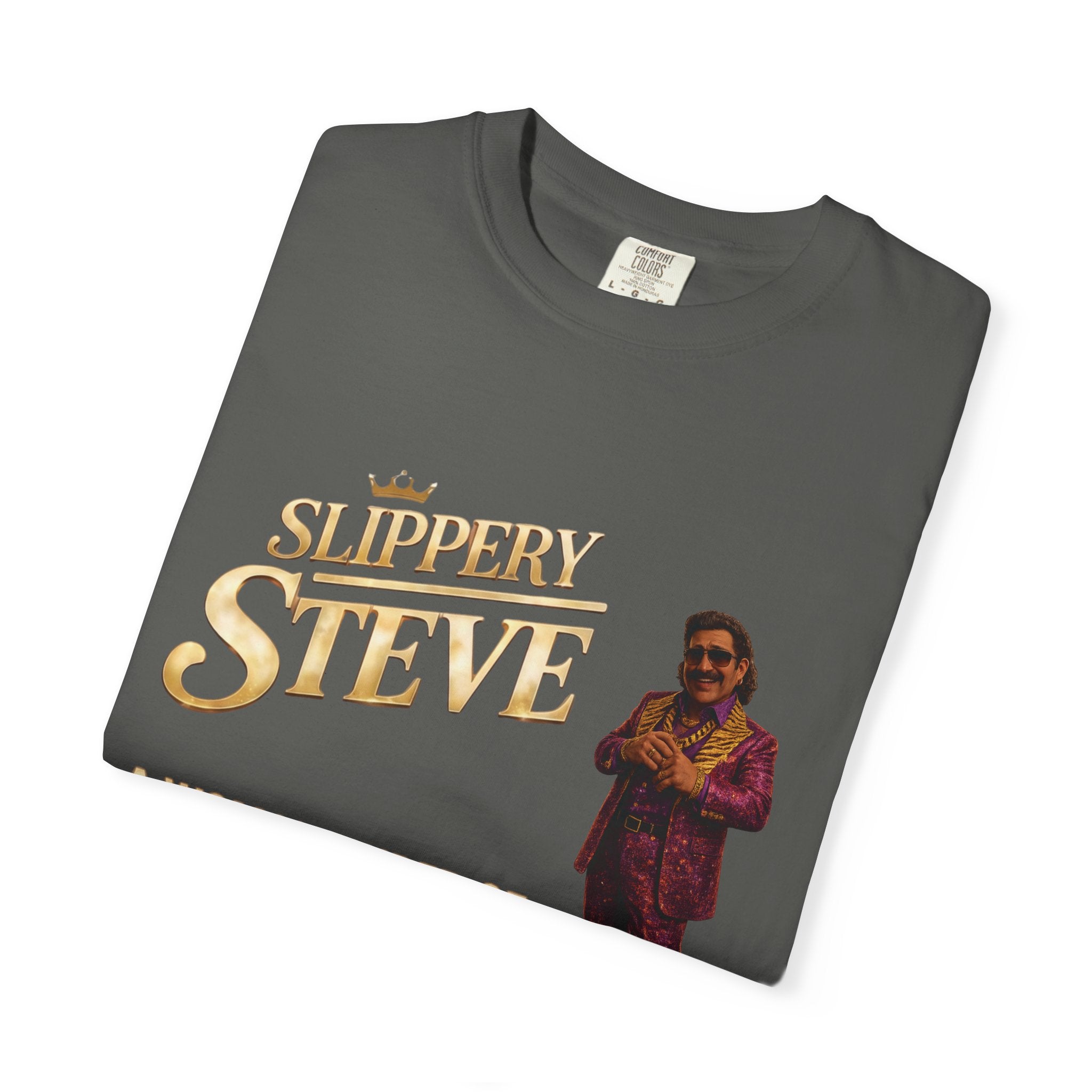 Slippery Steve Graphic T-Shirt — Retro Character Quote Tee