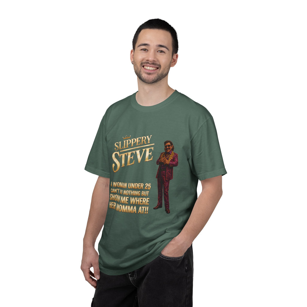 Slippery Steve Graphic T-Shirt — Retro Character Quote Tee