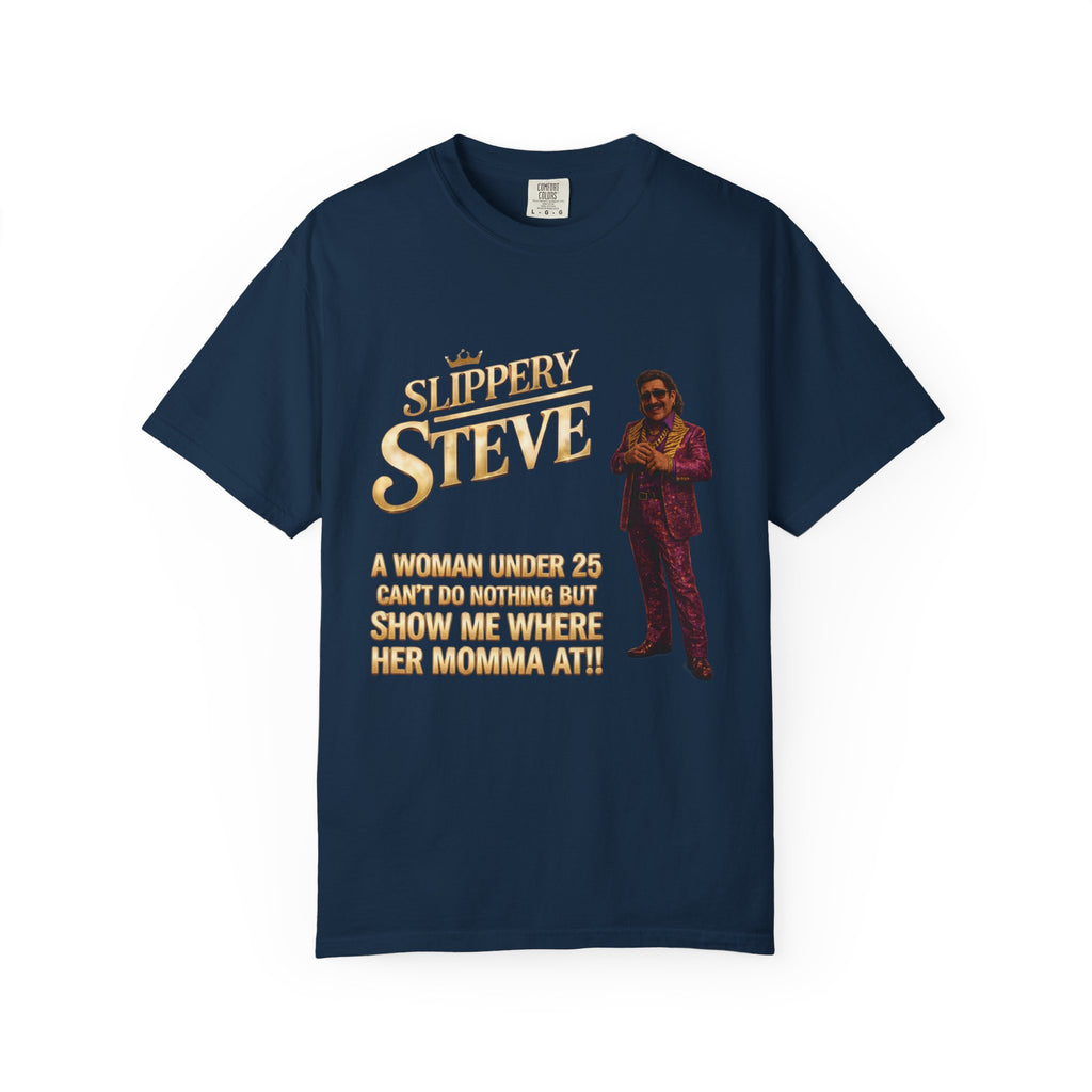 Slippery Steve Graphic T-Shirt — Retro Character Quote Tee