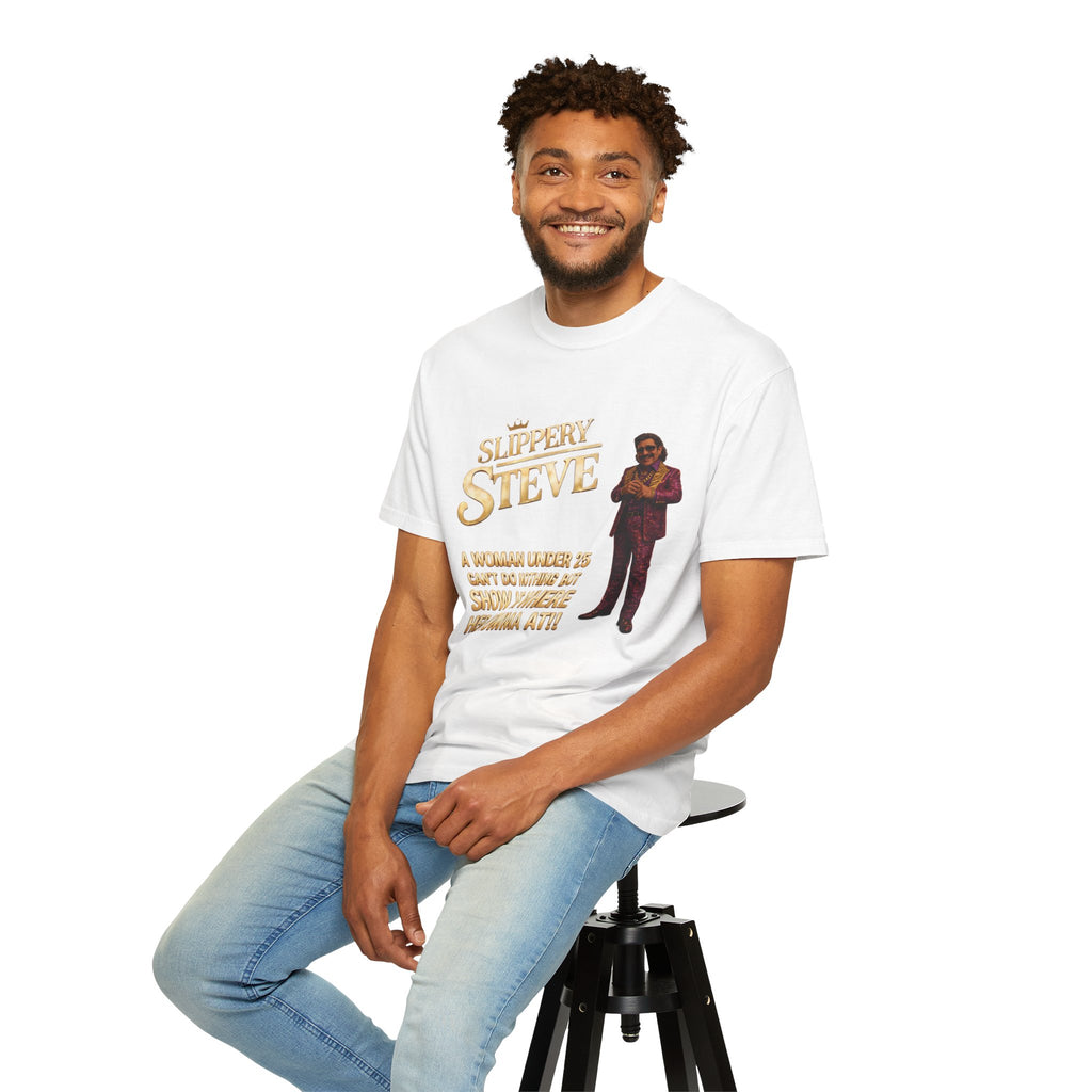 Slippery Steve Graphic T-Shirt — Retro Character Quote Tee