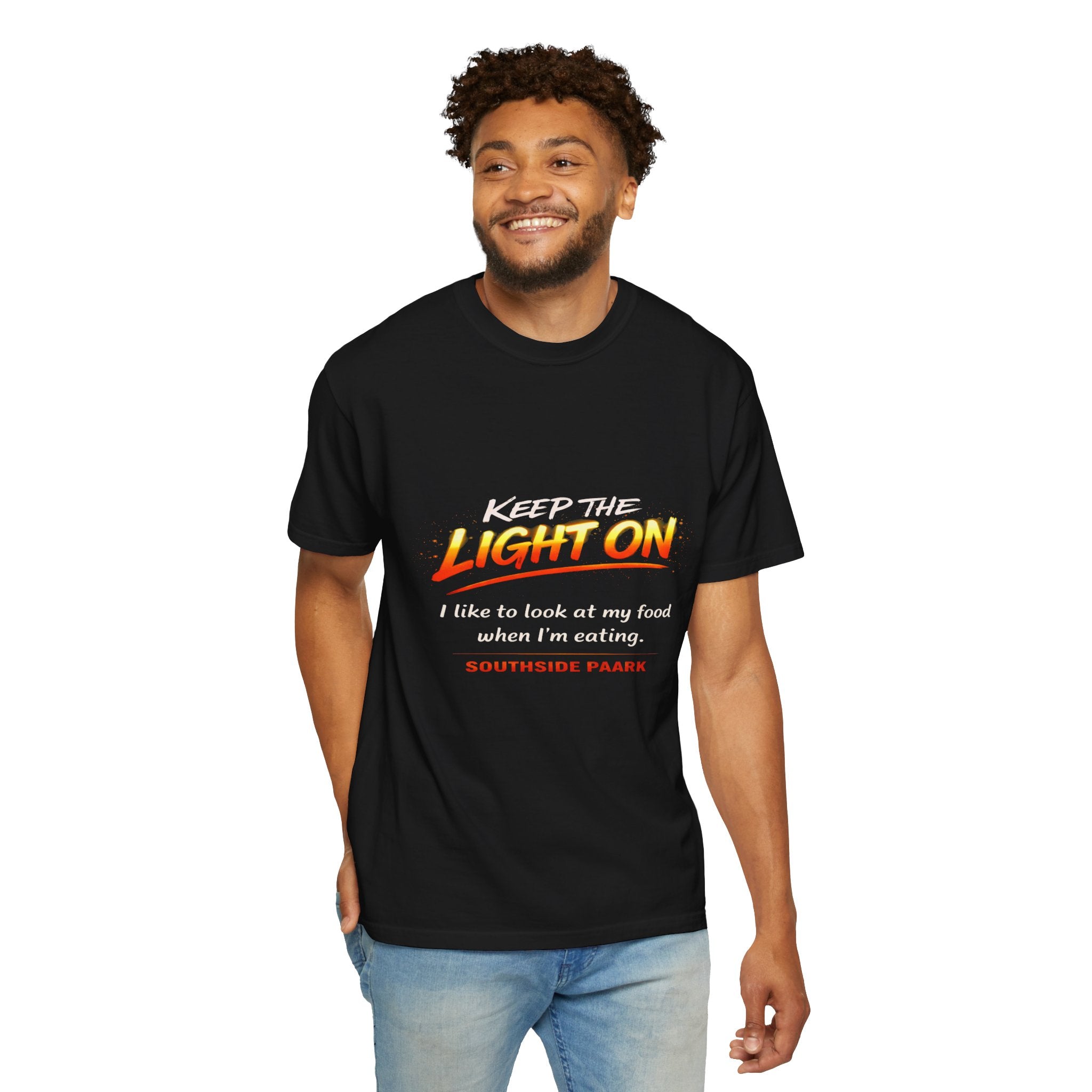 Light On T-Shirt — 'Light On' Retro Graphic Tee (Southside Park)