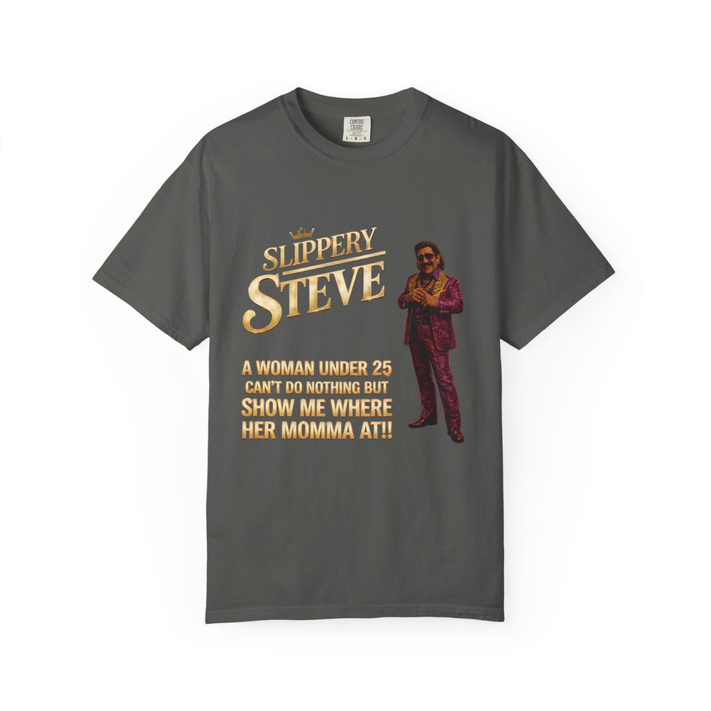 Slippery Steve Graphic T-Shirt — Retro Character Quote Tee